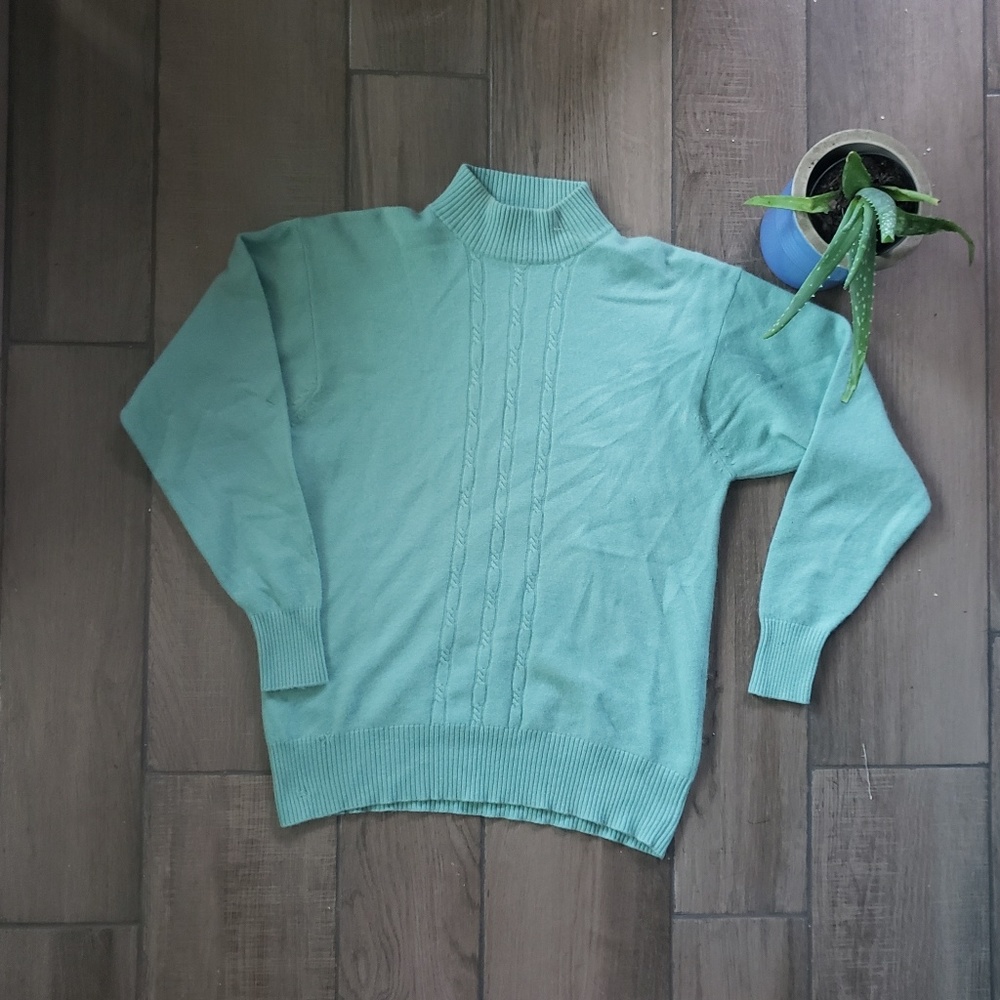 Precious fibers cable knit cashmere sweater turtle